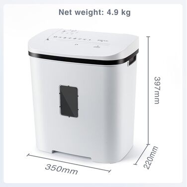 Шредер для паперу P4, 14 листів, 60 хв безперервної роботи, знищення кредитних карт та скріпок, 21л контейнер, тихий, для дому, офісу, шкіл, білий