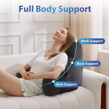 Підголовник для читання з підлокітниками для дорослих, подушка для спини для сидіння в ліжку, нарізана подушка для спини з піною з пам'яті з кишенями та знімним, пральним чохлом, для відпочинку, перегляду телевізора