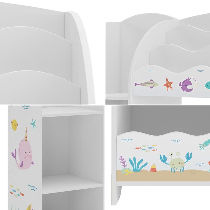 Дитяча полиця для іграшок Lysekil від en.casa: полиця-шафка для книг та іграшок, 100 x 93 x 30 см, з 2 коробками для зберігання, блакитний колір