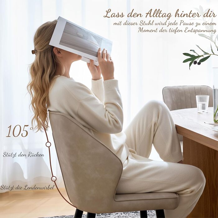 CLIPOP Комплект обідніх стільців 4 шт. Ретро, штучна шкіра, м'яке сидіння, металеві ніжки, для кухні/офісу, бежевий колір