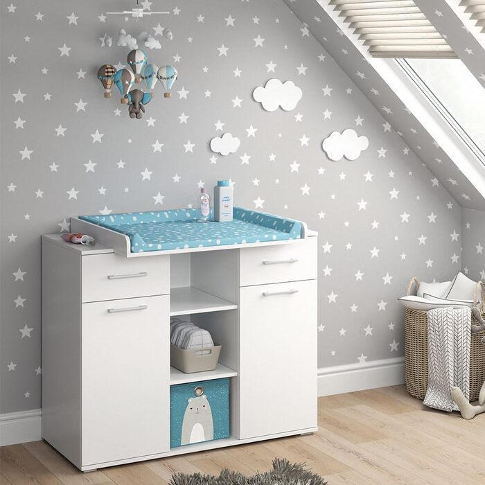 Комод-гойдалка Vicco Leonie з люлькою, білий, 113 x 100 см