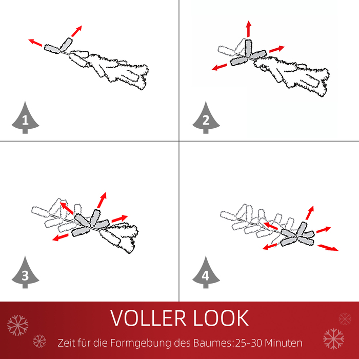 Штучна ялинка HOMCOM, 1,8 м, ПВХ/PE, металевий каркас, зелена, Ø120 x 180 см