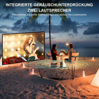 Проектор Mini Beamer 1080P Full HD 23000L з автофокусом, корекцією трапеції, WiFi6, Bluetooth, 4K, 360° обертання для телефону