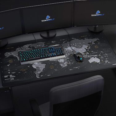Килимок для миші Titanwolf XXL 1200x600 мм з картою світу - великий, для геймінгу, покращує точність та швидкість, сумісний з Logitech