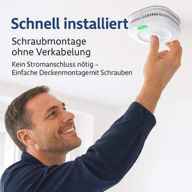 Пожежні сповіщувачі для дому та офісу з фотоелектричним датчиком на 10 років, оптичний димовий сповіщувач, 5 років, працює від батарейки, 2 шт.