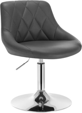 Крісло для туалетного столика WOLTU BH242bl-1, сіре, штучна шкіра, регульоване, обертове