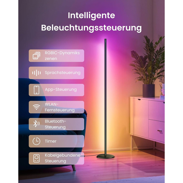 SwitchBot Matter RGBICWW Настільна лампа для вітальні та спальні, димується, з підтримкою Apple Home, Alexa, Google Home, керування через APP, музичні та сценарні режими, чорна LED лампа