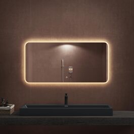 LED дзеркало для ванної кімнати Dopporo 100x80 см з підсвічуванням та сенсорним вимикачем, кутовий дизайн, функція пам'яті