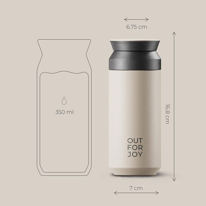 Термокружка з нержавіючої сталі 350 мл | Термокружка для кави/чаю з собою | З подвійними стінками, ізольована, не протікає | Travel Tumbler | Зберігає тепло 4 години / холод 8 годин (Бежевий Ivory)