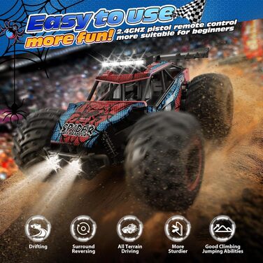 RC Truck Tecnock 1:20 Позашляховик на радіокеруванні з LED, 2 акумулятори, 10 км/год, 2.4 GHz, для хлопчиків та початківців