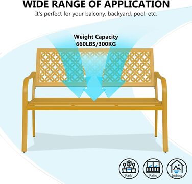 Металева лавка Grand Patio для саду, парку та балкону - 2-3 місця, ретро-стиль, сіра (сірка), сталь, чавун