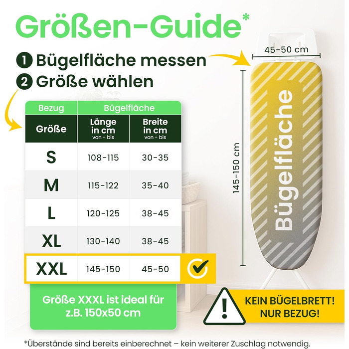 Чохол для прасувальної дошки SiplySooth 120x40 см, OEKOTEX100, виготовлено в Німеччині, комфортний, сірий/білий (XXL)