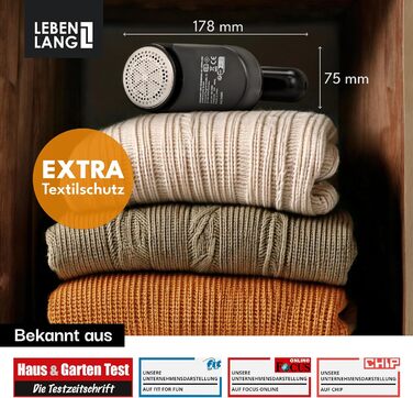 Електричний видалення ворсу LEBENLANG 2000mAh з LED-дисплеєм та пензлем для чищення - до 2 годин роботи, чорний