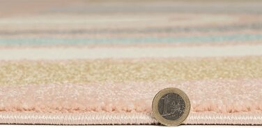 Сучасний дитячий килим з м'яким ворсом, що не вимагає особливого догляду, стійкий до фарбування, з райдужним малюнком (Круглий Розмір 160 на 160 см, рожевий)