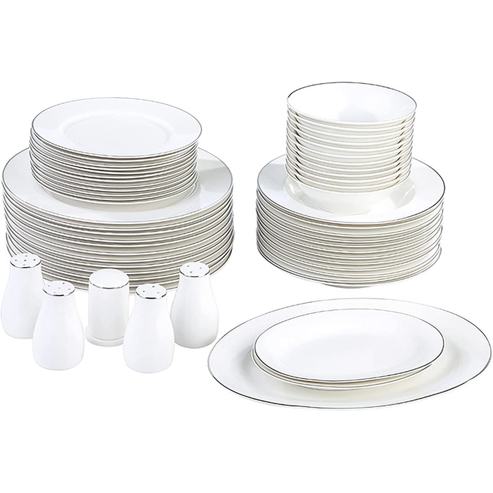 Набір посуду Karaca Lexi Platinum з 56 предметів на 12 персон Набір посуду для 6 осіб з сервіровкою чашок 56 предметів