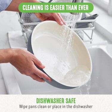 Набір посуду GreenLife 10 предметів з антипригарним покриттям, знімні ручки, складаний посуд, антитоксичні, без PFAS сковороди, індукційні каструлі та сковороди, економія місця, сервіровочні миски (Сірий (Графіт//Nature's Delight))