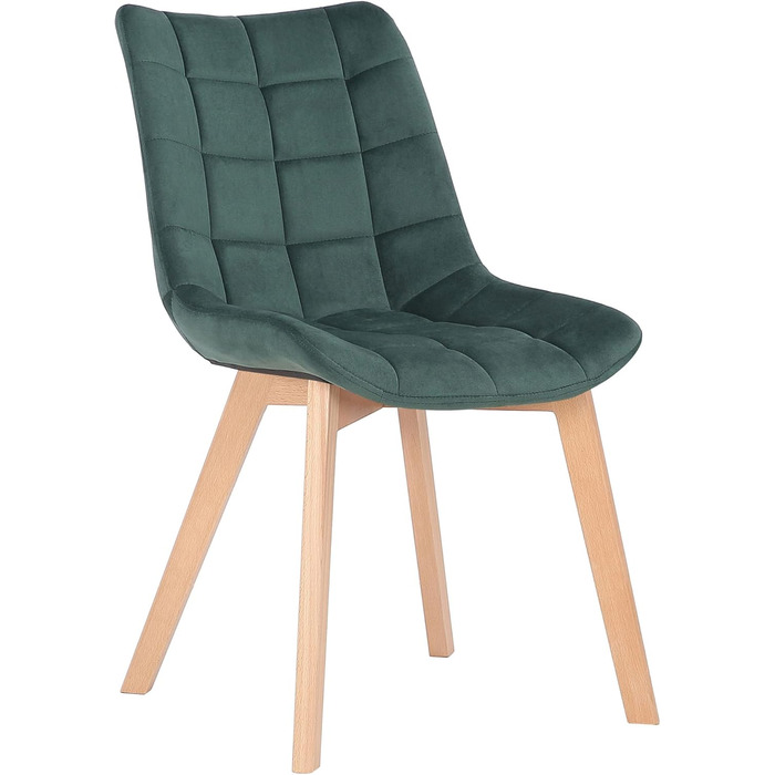 Набір з 2 обідніх стільців Passaic з оксамиту, ергономічні, з м'якою оббивкою та стежкою, з захистом для підлоги, до 150 кг, колір: зелений