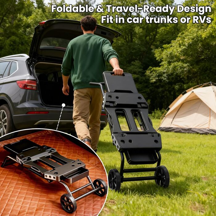 Мобільний гриль-візок для грилів Ninja Woodfire, Weber, Blackstone, Nexgrill, Traeger та інших, з тримачем для паперових рушників (108x33x66 см)