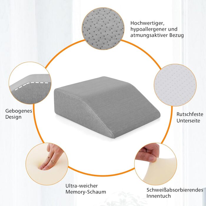 Підставка для ніг Costway з піною з пам'яті, подушка для підйому ніг, для підтримки ніг та колін, сіра
