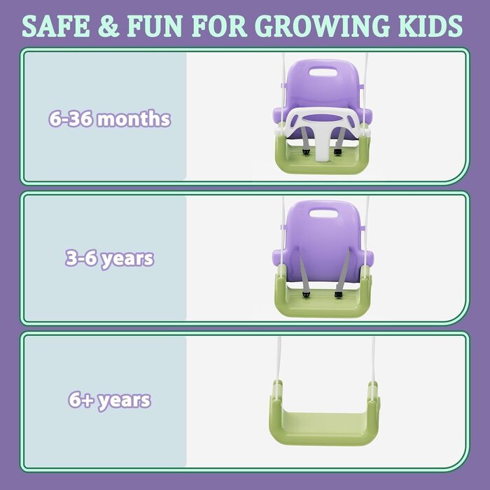 Дитяча гойдалка для саду з м'яким сидінням, складана, з металевим каркасом, для гри в приміщенні та на вулиці, легка в збиранні та зберіганні (зелена)