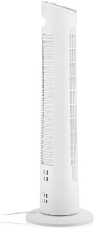 Баштовий вентилятор Tristar VE-5864, що коливається на 85, потужність 40 Вт, з функцією таймера, ідеально підходить для використання в спальні, білий