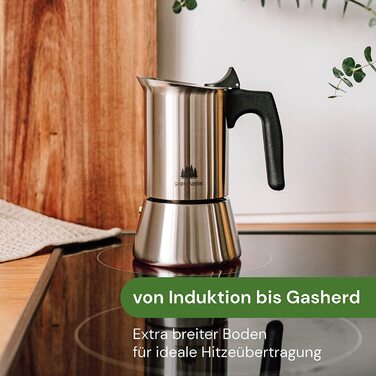 Кавоварка Groenenberg Espresso, підходить для індукційних плит, глечик для еспресо з нержавіючої сталі на 4-6 чашок, 200-300 мл Mocha Pot, без алюмінію, зі змінною пломбою та інструкціями (англійська мова не гарантується)