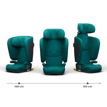 Автокрісло Kinderkraft UNITY 2 i-Size, 100-150 см, 3,5-12 років, регульована підголовник, AIR FLOW, 5 положень спинки, зелений