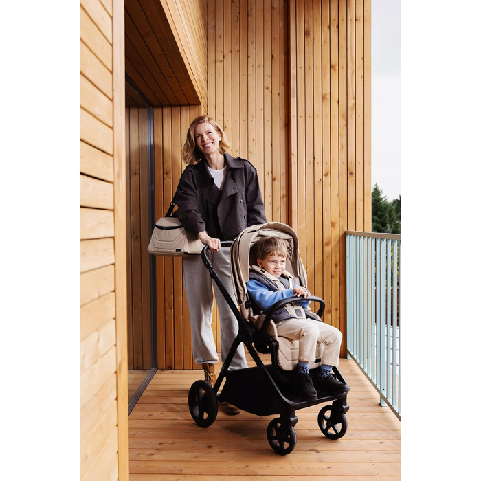 Дитяча коляска MoMi GISELLE 2 в 1 комбінована, сіра, з функцією візка, 5-точкова система безпеки, від народження до 22 кг, з корзиною для покупок, матрацом, дощовиком та пеленатором