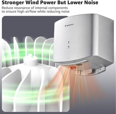 Електричний автоматичний сушар для рук, настінний, 1200W, сірий