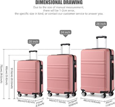 KONO Чемодан-Тролей Рожеве Золото (55 см)