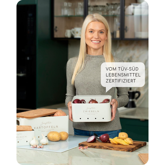 Набір з 3 коробок для зберігання картоплі, цибулі та часнику | Білий | Організатор для овочів