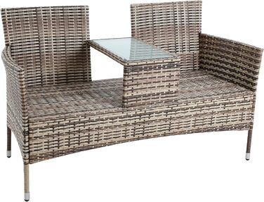 Садові меблі ESTEXO з ротангу: Лавка-диван 2-місна, комплект для саду та балкону, бежево-коричневий