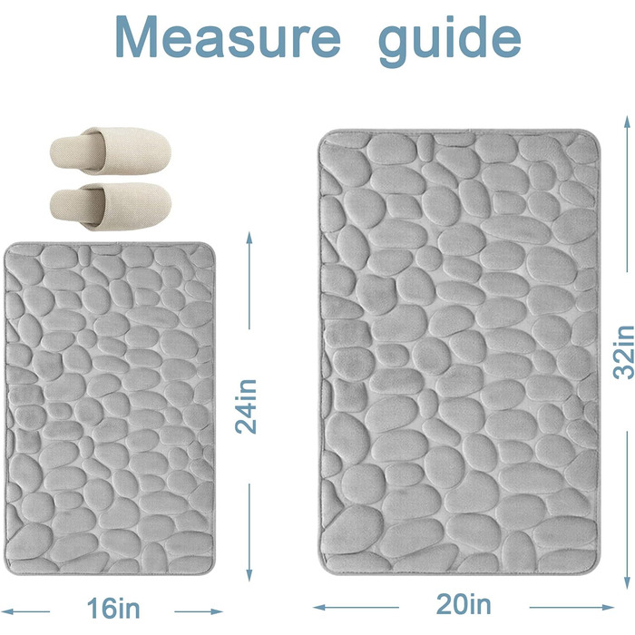 Нековзний килимок для ванної SHANNA з піною з ефектом пам'яті, 40x60 см, сірий килимок для ванної, килимок для душу, килимок для ванної кімнати