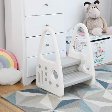 Триттхокер COSTWAY Kinder: 2-ступенева драбинка-табурет для дітей, пластик, сірий