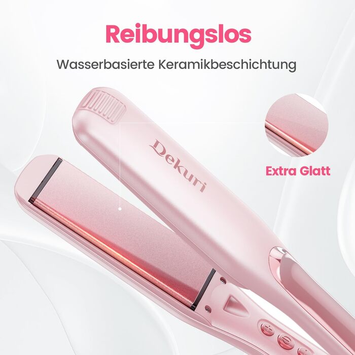 Випрямляч для волосся 2-в-1 Dekuri: випрямлення та завивання, титанова пластина, швидкий нагрів 30с, LED дисплей, іонізація, 120-230°C, чорний/рожевий