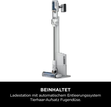 Пылесос Shark Clean & Empty с док-станцией для самоочистки, до 40 мин. работы, беспроводной, для шерсти животных, ковров и твердых полов, с LED-подсветкой, тихий, белый/синий, BU3521EU