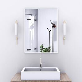 Дзеркало для ванної кімнати WONSTART 81.3 x 61 см біле з алюмінієвою рамою, для монтажу над умивальником, сучасний дизайн, підходить для ванної, спальні, передпокою