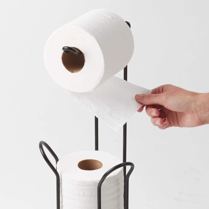 Дизайн паперового туалету з можливістю заміни, паперовий туалетний столик для відвідувачів, паперовий туалетний столик для відвідувачів 3 рулону, сріблястий (матово-чорний, тримач для туалетного рулону)