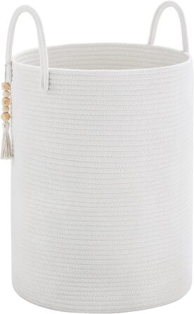 Кошик для білизни YOUDENOVA плетіний, 58L, ручний, з бавовни (білий)