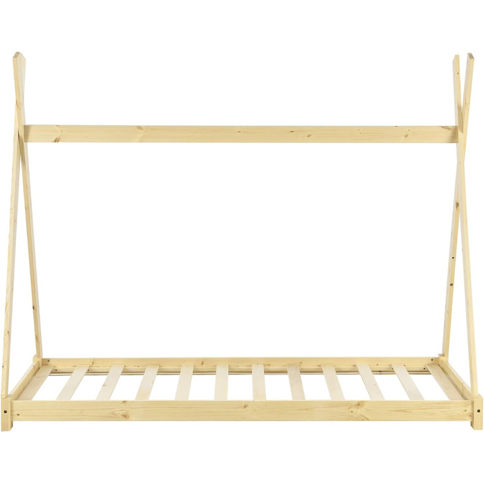 Ліжко дитяче Onejda Tipi від en.casa, 80x160 см, з натурального дерева, біле