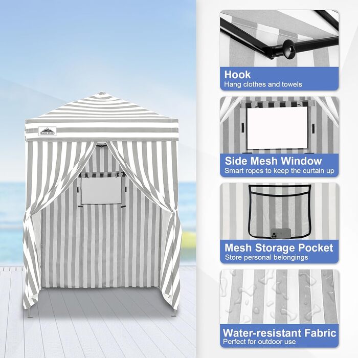 Розкладана переодягальня Eagle Peak Flex Ultra Compact - 1.2 x 1.2 м (5x5 ft) для басейну, фотосесій та кемпінгу, білий колір