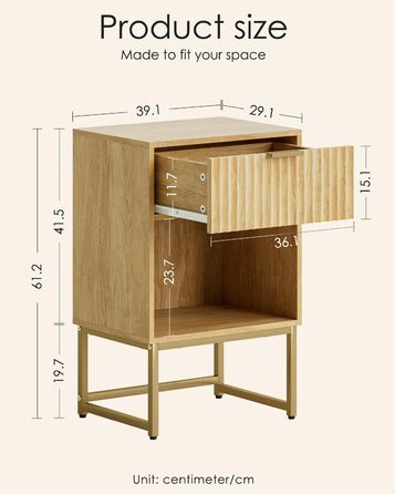 Приліжкові столики з відкритою полицею, журнальний столик для спальні та вітальні (горіх) (40 x 30 x 60 см, фініш з текстурованої дуба)