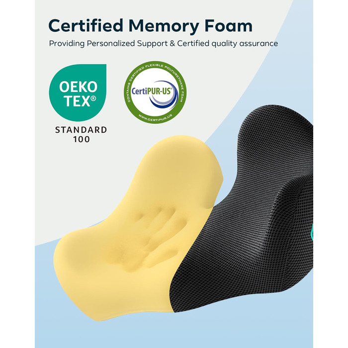 Ортопедична подушка для сидіння Feagar з memory foam - ергономічна подушка для офісного крісла, авто та дому - подушка для куприка, зняття навантаження при тривалому сидінні, неслизька (до 100 кг), чорна