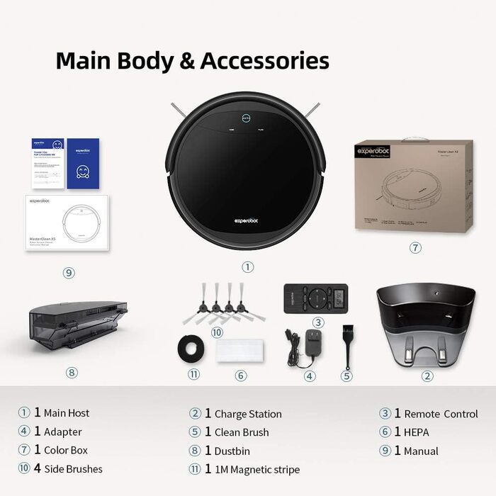 Робот-пилосос EX501 з водяним баком: потужне прибирання твердих поверхонь та килимів, самостійна зарядка, інфрачервоні сенсори, тиха робота