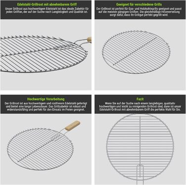 Решітка для гриля з нержавіючої сталі Решітка для гриля Знімна ручка (кругла Ø54,5 см)