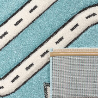 Дитячий килимок Дитяча кімната Сучасний навчальний килимок Дизайн будинку Street Car в синьому кольорі, Розмір 120x170 см, 10-9-40-154 120 x 170 см Синій