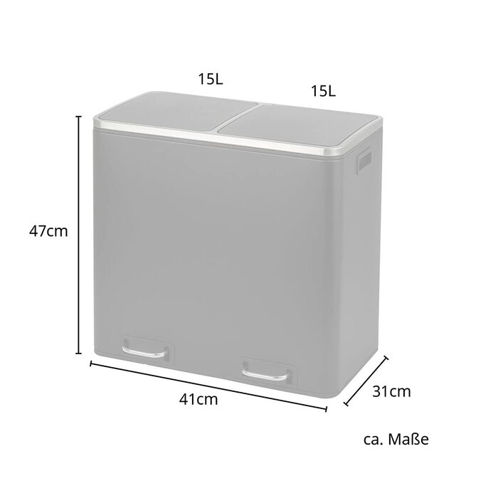 Водовідвідне відро SVITA TM2X15 на 30 літрів, дизайнерська корзина для сміття, сміттєва корзина, система поділу кухонного приладдя (чорний)