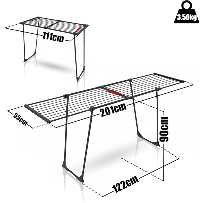 Телескопічна сушильна стійка BigDean 20 м з коліщатками - TV Rheinland Winged Dryring Rack (Антрацит)