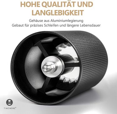 Ручна кавомолка TIMEMORE Chestnut C3S MAX, чорна: для еспресо та френч-прес, з металевим корпусом