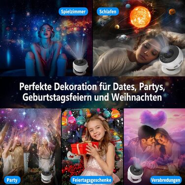 Проектор нічного неба Sternenhimmel Home Planetarium: лампа-проектор зірок та галактики для дітей та дорослих, 14 дисків з планетами, Місяцем та тематичними сценами для спальні